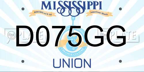 D075GG Mississippi License Plate