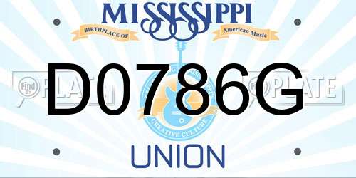 D0786G Mississippi License Plate