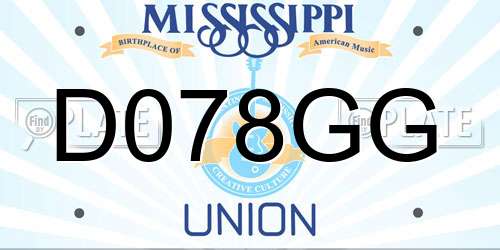 D078GG Mississippi License Plate
