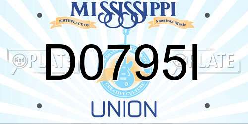 D0795I Mississippi License Plate