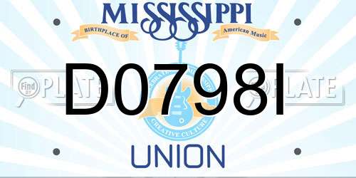 D0798I Mississippi License Plate