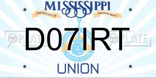 D07IRT Mississippi License Plate
