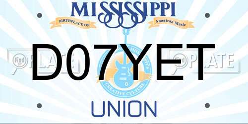 D07YET Mississippi License Plate