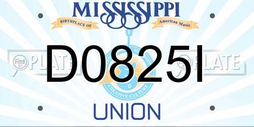 D0825I Mississippi License Plate