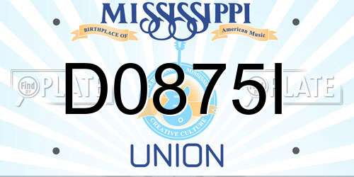 D0875I Mississippi License Plate