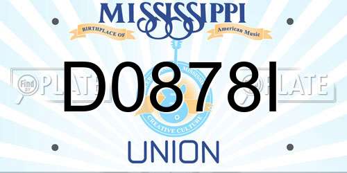 D0878I Mississippi License Plate