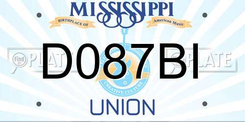 D087BI Mississippi License Plate