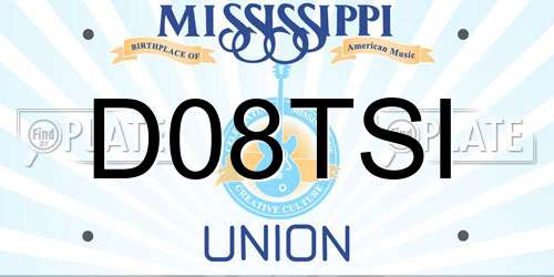 D08TSI Mississippi License Plate