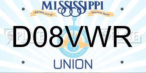 D08VWR Mississippi License Plate
