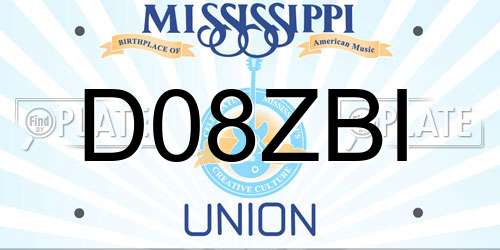 D08ZBI Mississippi License Plate