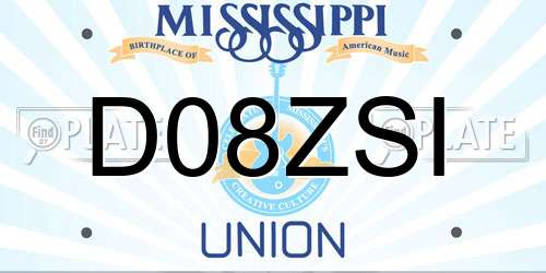 D08ZSI Mississippi License Plate