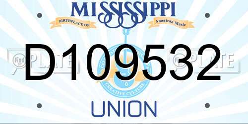 D109532 Mississippi License Plate