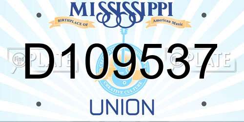 D109537 Mississippi License Plate