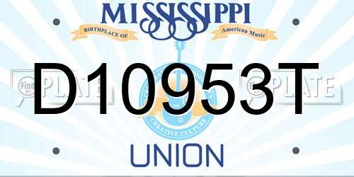 D10953T Mississippi License Plate
