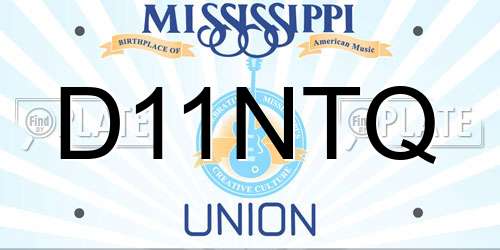 D11NTQ Mississippi License Plate