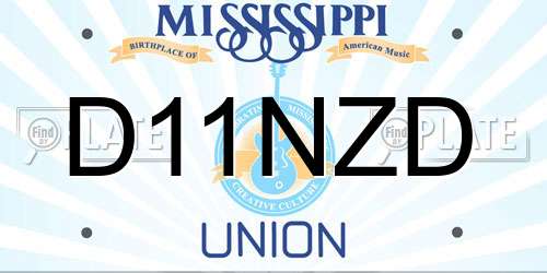 D11NZD Mississippi License Plate