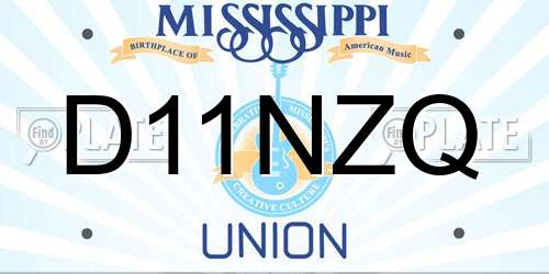 D11NZQ Mississippi License Plate