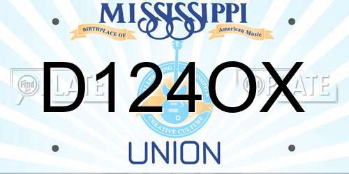 D124OX Mississippi License Plate