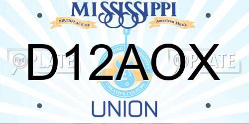 D12AOX Mississippi License Plate