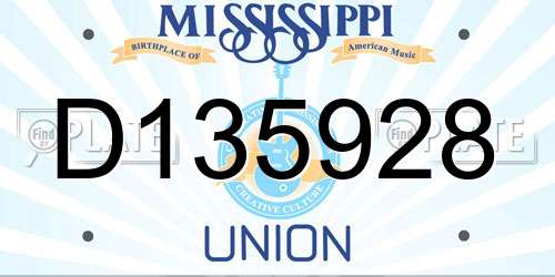 D135928 Mississippi License Plate
