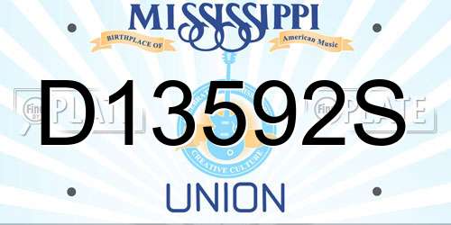 D13592S Mississippi License Plate