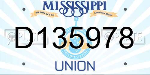 D135978 Mississippi License Plate