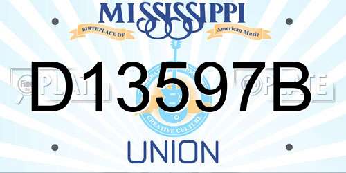 D13597B Mississippi License Plate