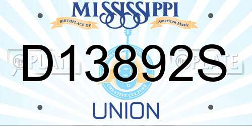 D13892S Mississippi License Plate