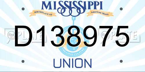 D138975 Mississippi License Plate