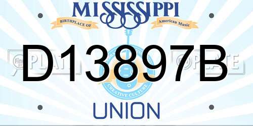 D13897B Mississippi License Plate