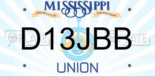 D13JBB Mississippi License Plate
