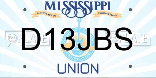 D13JBS Mississippi License Plate