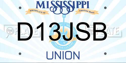 D13JSB Mississippi License Plate