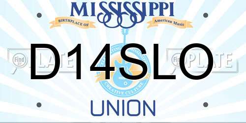 D14SLO Mississippi License Plate