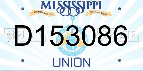 D153086 Mississippi License Plate