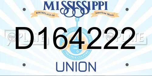 D164222 Mississippi License Plate