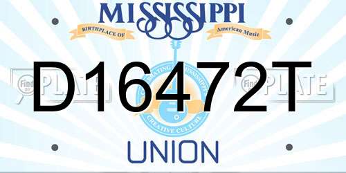 D16472T Mississippi License Plate