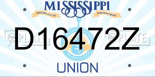 D16472Z Mississippi License Plate
