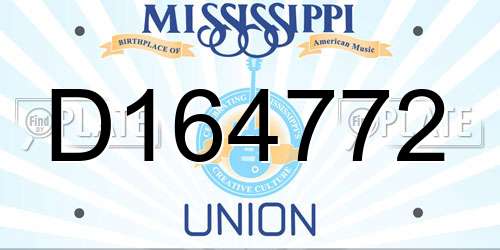 D164772 Mississippi License Plate