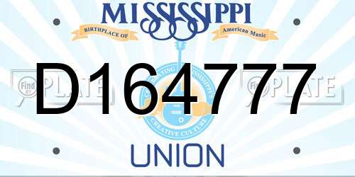 D164777 Mississippi License Plate
