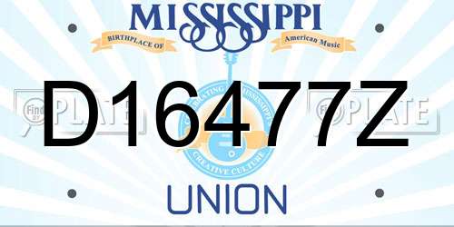 D16477Z Mississippi License Plate