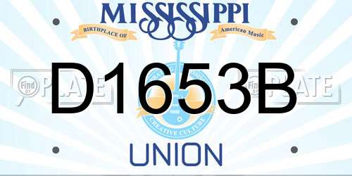 D1653B Mississippi License Plate