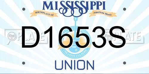 D1653S Mississippi License Plate