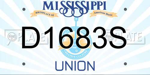 D1683S Mississippi License Plate