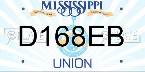 D168EB Mississippi License Plate