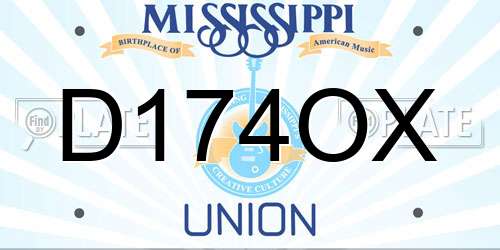 D174OX Mississippi License Plate