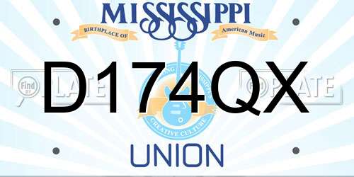 D174QX Mississippi License Plate