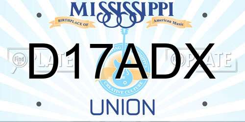 D17ADX Mississippi License Plate