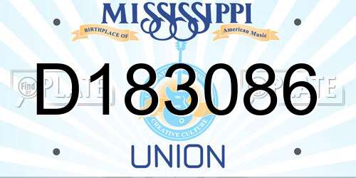 D183086 Mississippi License Plate