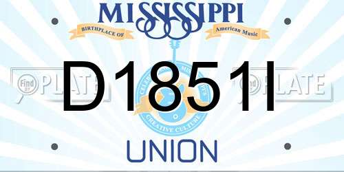 D1851I Mississippi License Plate